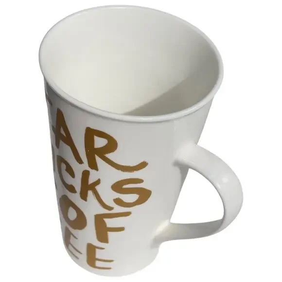 Starbucks Mug 16 oz White With Gold Starbucks Coffee Lettering - No Chips/Cracks - Picture 4 of 15